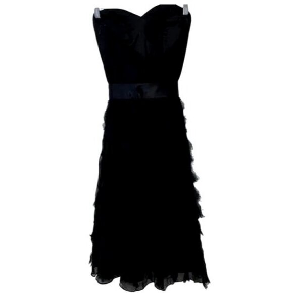 White House Black Market Strapless Sweetheart Silk Ruffle Cocktail Dress NWT Siz - Picture 3 of 7